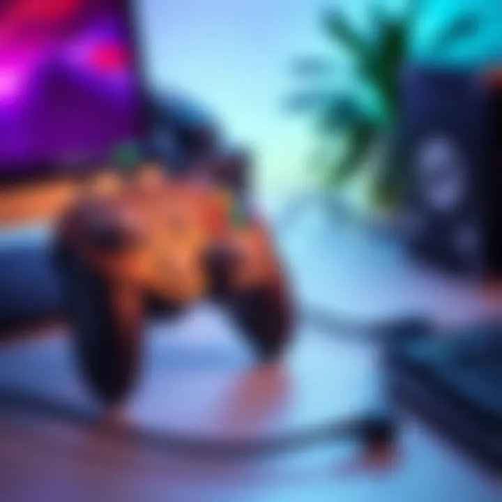 A GameCube controller connected to a computer using a Switch Adapter, ready for gaming on Steam.