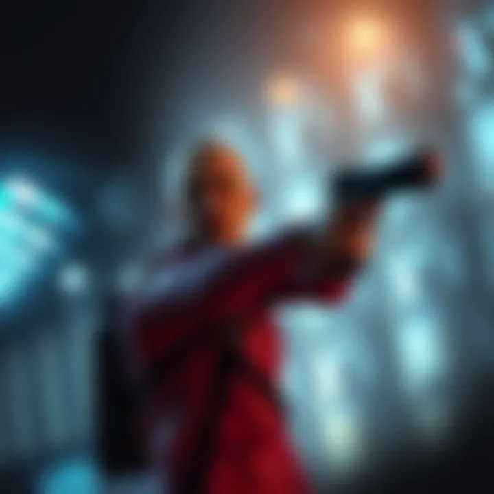 A screenshot showcasing improved graphics and controls from the game Absolution, highlighting a character in a modern setting with engaging visuals.