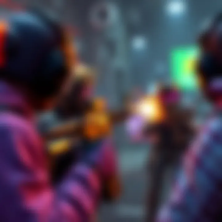 A scene showing players in a shooting game, with focus on one player who appears to be targeting enemies precisely, suggesting possible aimbotting.