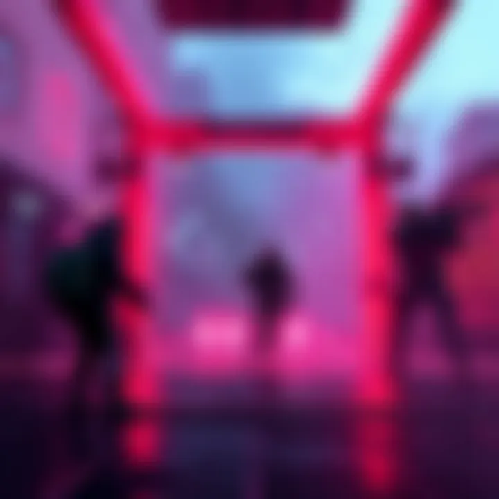 A balanced gameplay scene showing a killer with enhanced abilities and longer exit gate opening times, depicting a fair competition between characters.