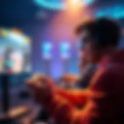 Gameplay Demo Experience A gamer enjoying a demo session, focused on gameplay features, with a controller in hand and a screen displaying the game.