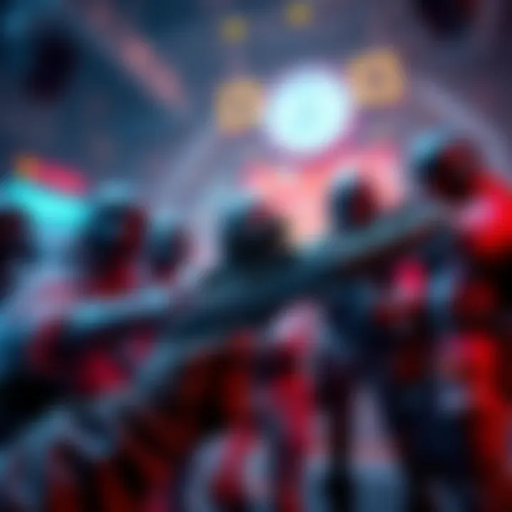 A group of players strategizing for a raid, with a nostalgic weapon like the Ikelos shotgun in focus, set against a gaming environment.