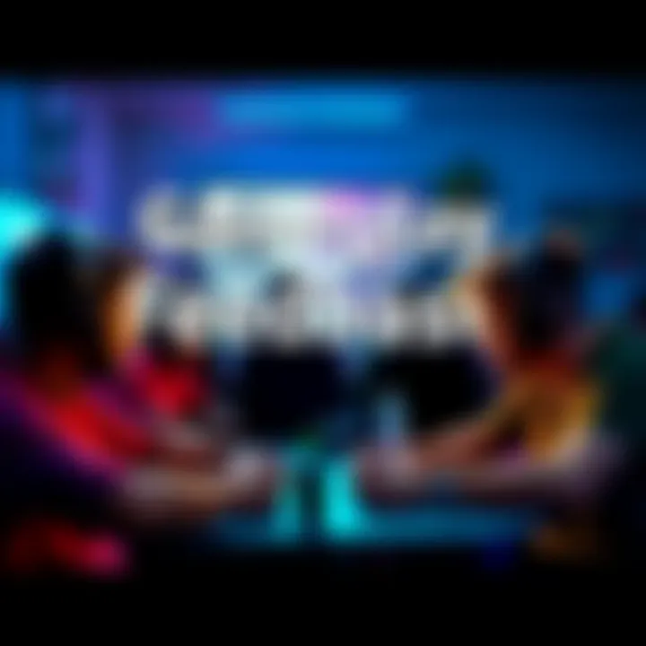 A group of gamers discussing gameplay skills while playing a video game together.