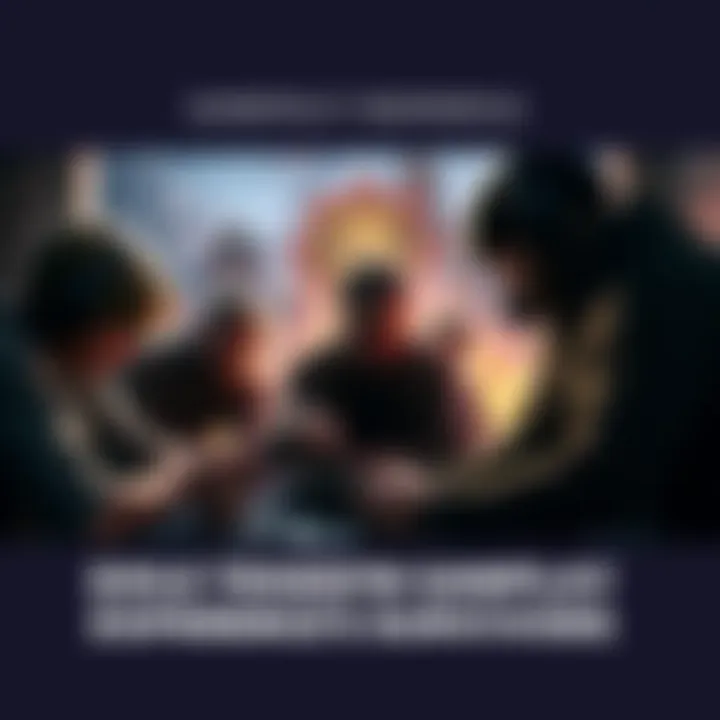 Gameplay Scene of Exile A group of survivors engaged in an intense gaming session, focusing on the Exile feature that enhances player interaction and excitement.