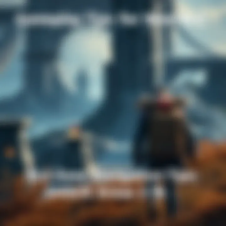 A game character exploring a new zone with obstacles and challenges in the background, symbolizing the strategies for navigating the DLC zones.