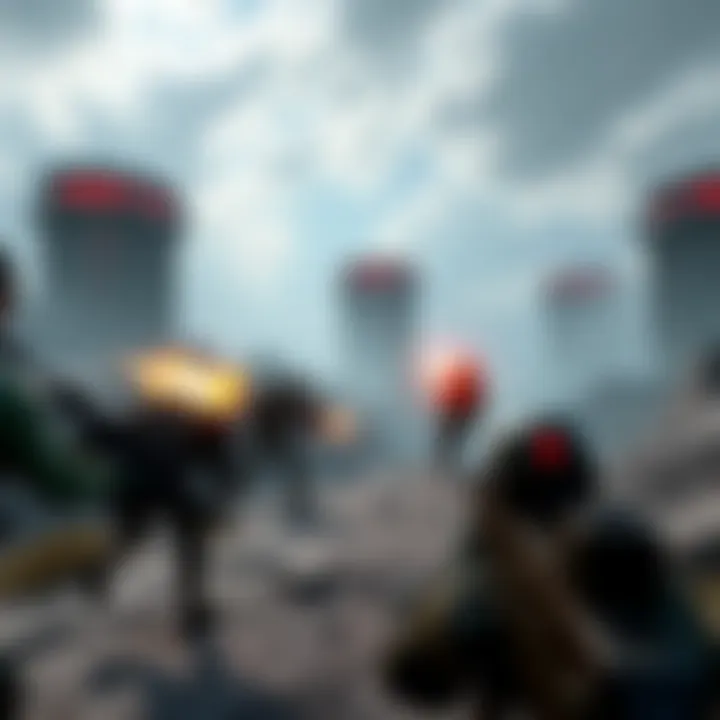 A tense game scene showing players in survival mode, navigating without Recall Towers, emphasizing strategy and risk.