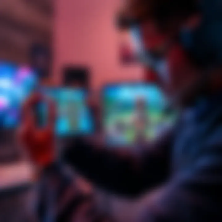A gamer demonstrating the 4 finger claw layout on a mobile device while intensely focused on gameplay