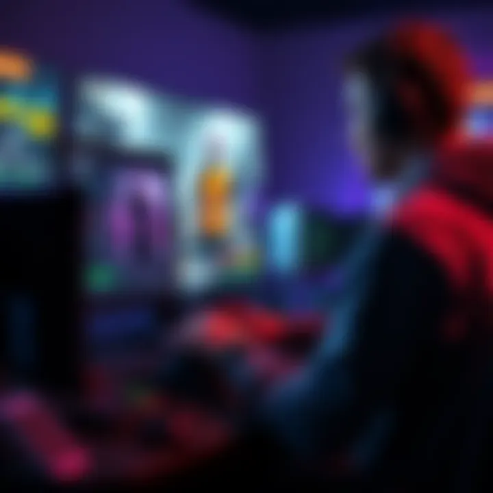 A gamer using a computer to modify movement keybinds in a popular video game