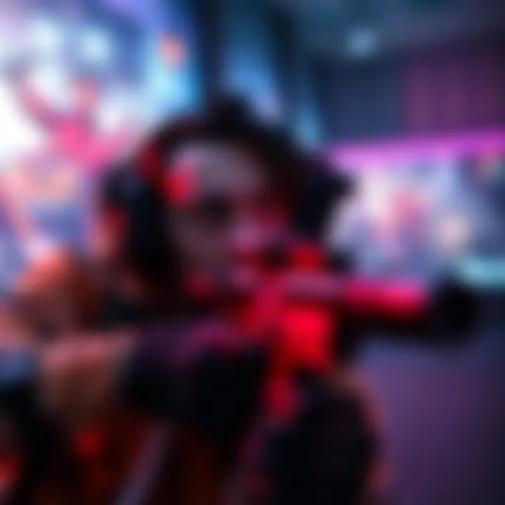 A player focused on a screen showcasing aim assist technology in a fast-paced shooter game, expressing amazement at the precision.