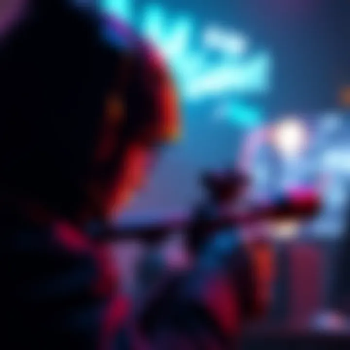 A gamer focused on their screen using Aim Trainer 1, practicing quick scopes without LT zoom settings