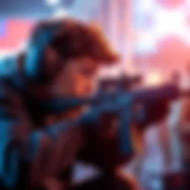 A focused gamer aiming down sights with a PVP auto rifle in a competitive match setting.