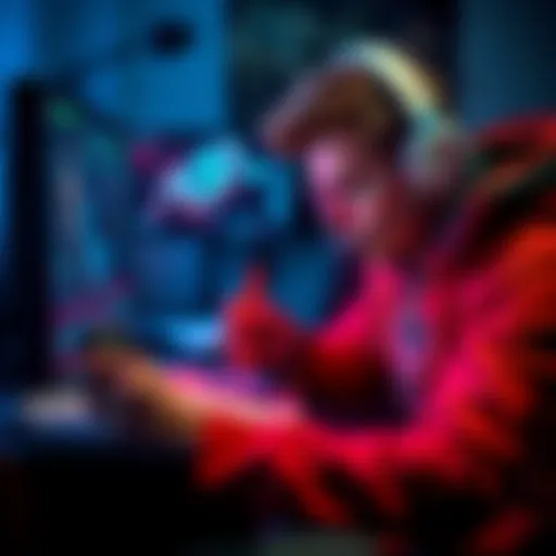 A gamer focused on screen with strategy guides and notes around, looking for ways to improve gameplay.