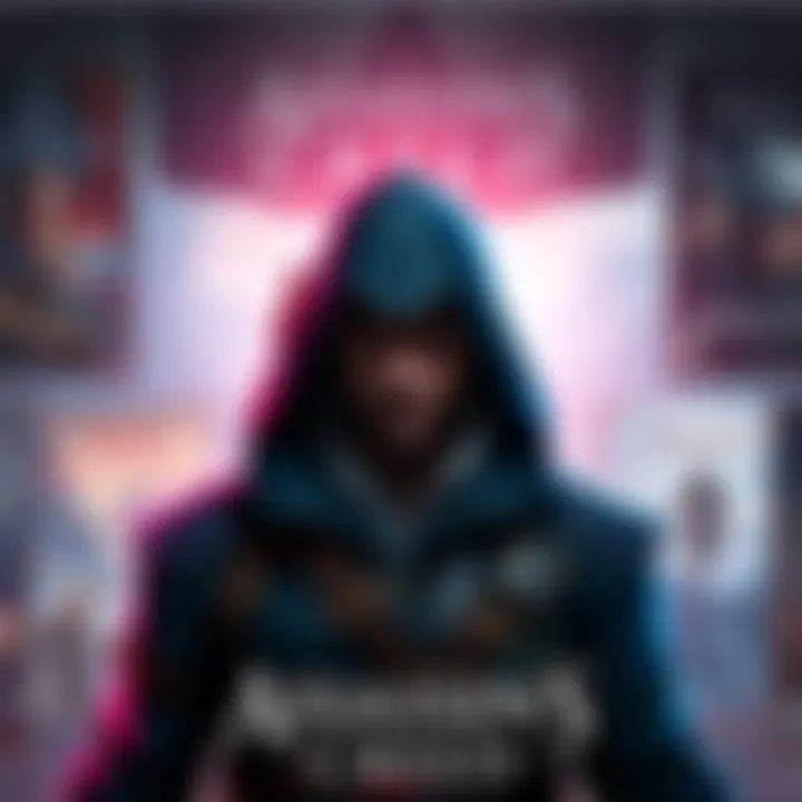 A gamer pondering which Assassin's Creed game to play next, surrounded by game covers including Odyssey, Origins, and the Ezio Collection.