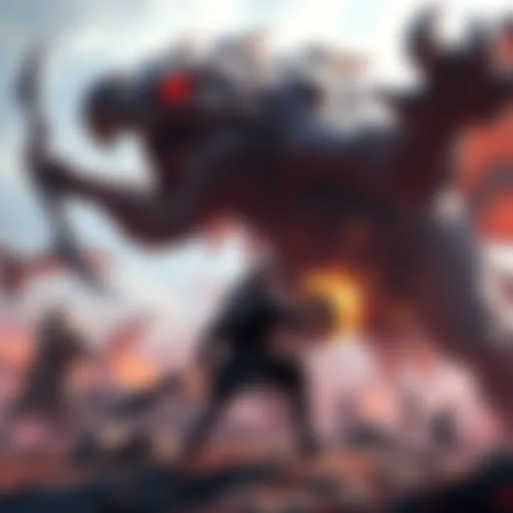 A gamer engaged in an intense battle against a massive creature in the Monster Hunter universe, showcasing their skills and strategy during the fight