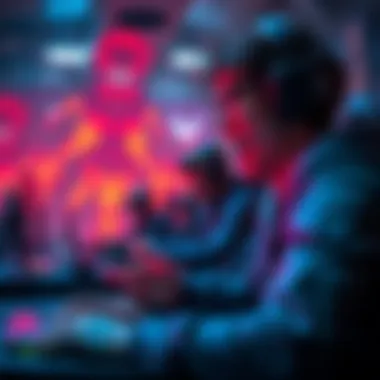 A gamer fully engaged in a Borderlands-like game, showcasing character skills and NCPD missions.