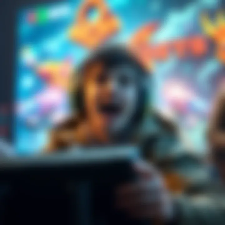 Gamer Celebrates Orichalcum Quests Reset A gamer looking excitedly at their screen after the Orichalcum quests reset. The background shows vibrant graphics from the game.
