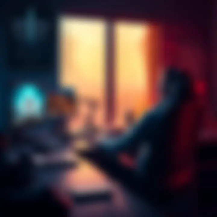 A gamer sits at a desk, pondering whether to upgrade from Zero Dawn on PS4 to PS5 or switch to Forbidden West, with game covers visible nearby.