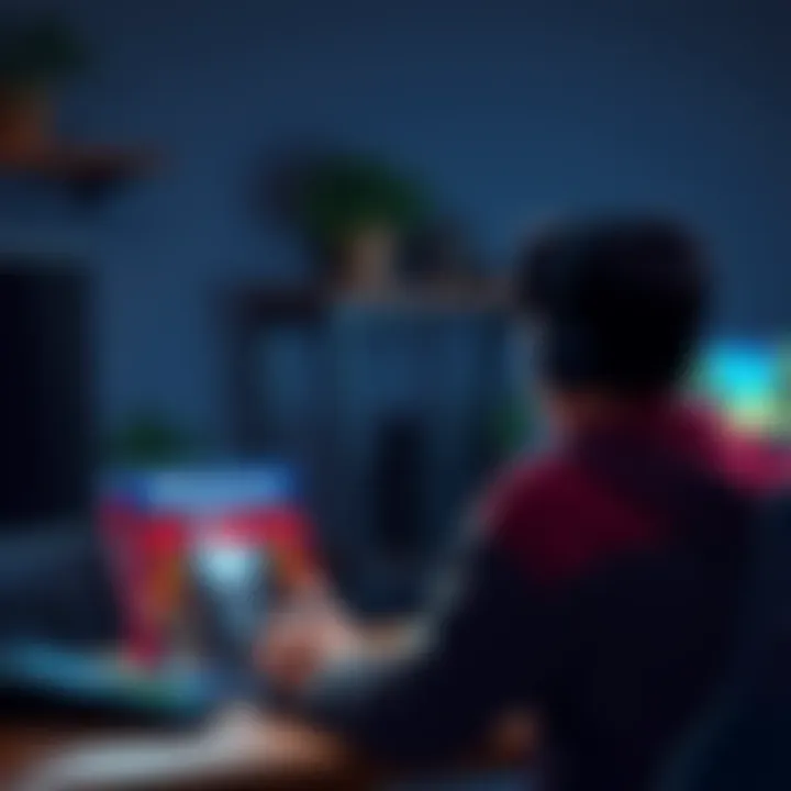 Gamer choosing between two games A gamer sits at a desk looking at two game boxes, one labeled Arc Raiders and the other Marathon, contemplating which to play next.