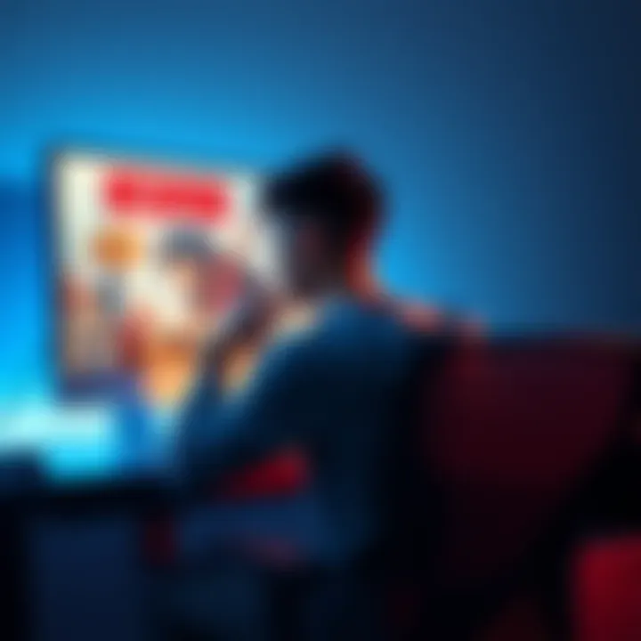 A gamer sitting at a desk, looking at two game titles on a computer screen, with a thoughtful expression. Game art from Metaphor and Persona visible on the screen.