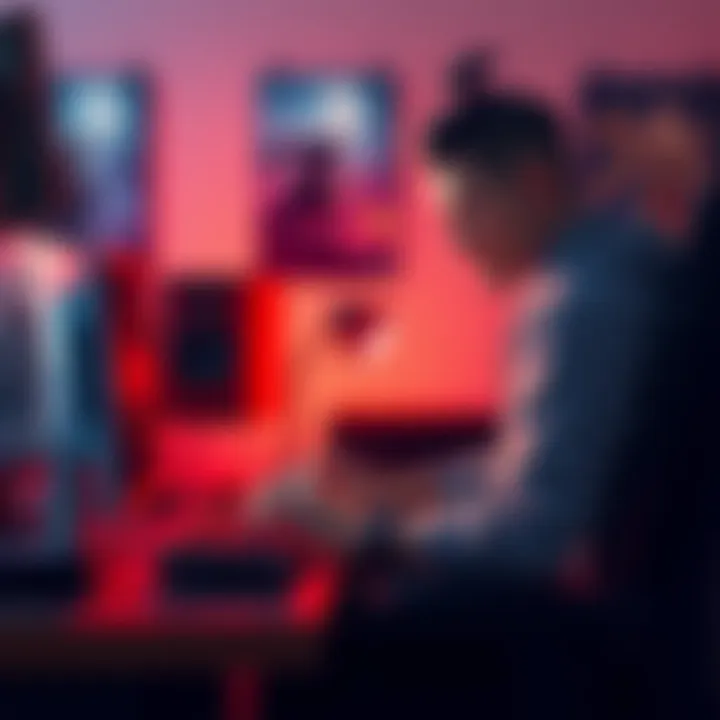 A new gamer sits at a desk, looking worried while playing video games, with posters of Elden Ring and Black Myth Wukong on the wall behind them.