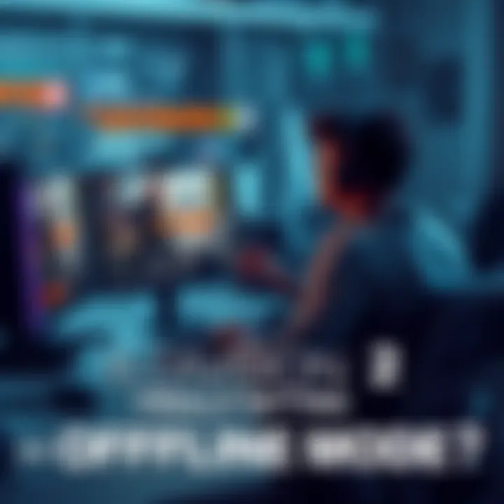 Gamer contemplating Division 2 A gamer sitting at a desk looking at a computer screen with Division 2 graphics, considering the purchase during a sale