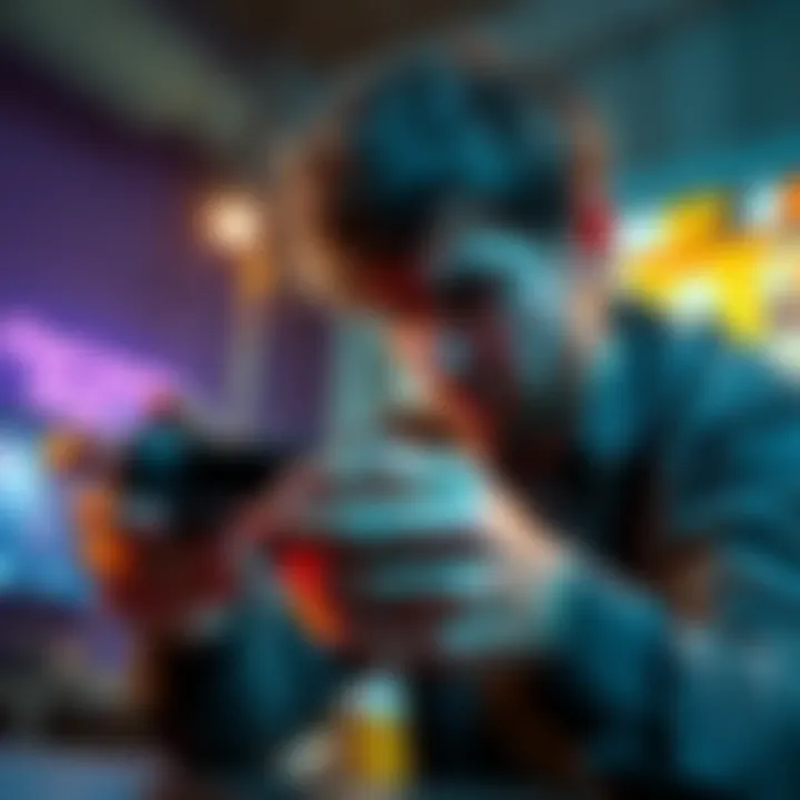 A gamer looking frustrated while playing Dead by Daylight on a controller, showing poor performance and difficulty in gameplay.