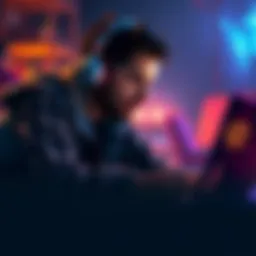 A gamer plays Elden Ring on a new laptop, immersed in the medieval adventure with a focused expression.