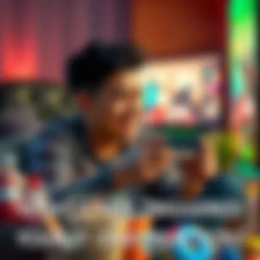 Gamer experiencing strong emotions A person sitting in front of a TV, holding a game controller, with tears of joy or laughter, surrounded by snacks and drinks, enjoying an intense gaming moment