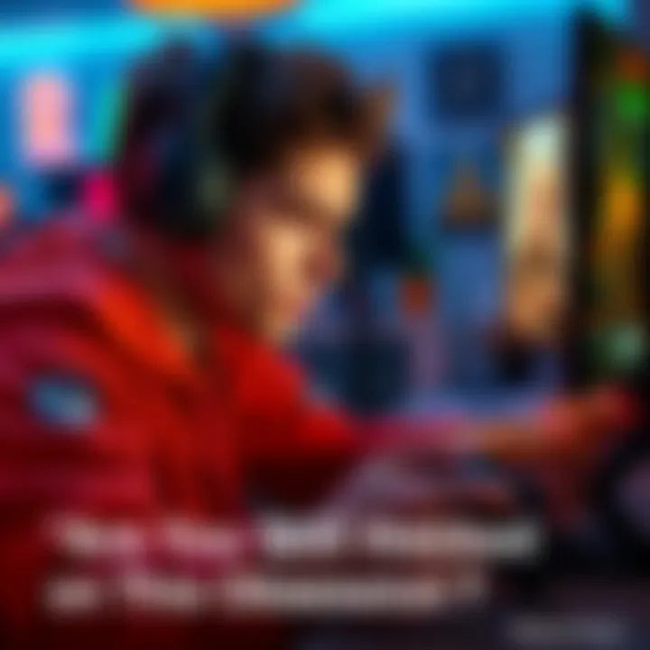 Gamer engrossed in a video game A player intensely focused on a gaming screen, surrounded by snacks and a game controller in hand