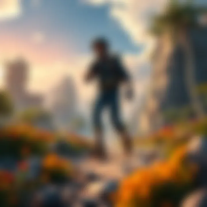 A gamer walks through a vibrant remastered game environment, showing detailed graphics and various landscapes while completing missions on foot.