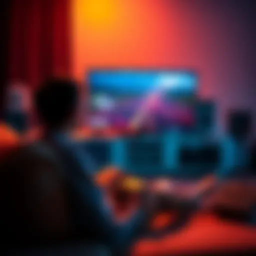 A gamer sits on a couch, looking annoyed at the screen displaying a long cutscene in a video game, controller in hand.