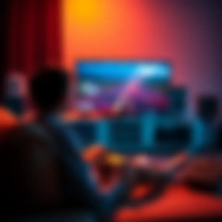 Gamer Frustrated by Long Cutscenes A gamer sits on a couch, looking annoyed at the screen displaying a long cutscene in a video game, controller in hand.