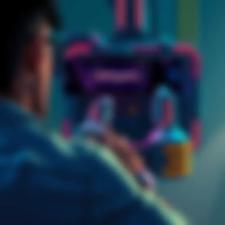 A gamer looking frustrated while trying to launch Cyberpunk on a Steam Deck console with Heroic interface displayed on the screen
