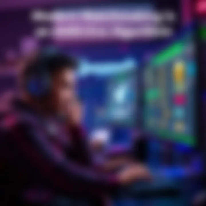 A gamer showing frustration while looking at a computer screen with matchmaking interface, indicating unfair competition