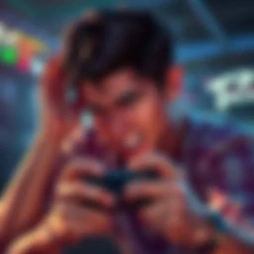 A gamer shows frustration while playing Street Fighter Alpha 3, highlighting the challenges faced in mastering the game