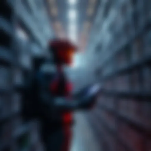 A gamer browsing through the HALO Library, surrounded by shelves of games and resources.