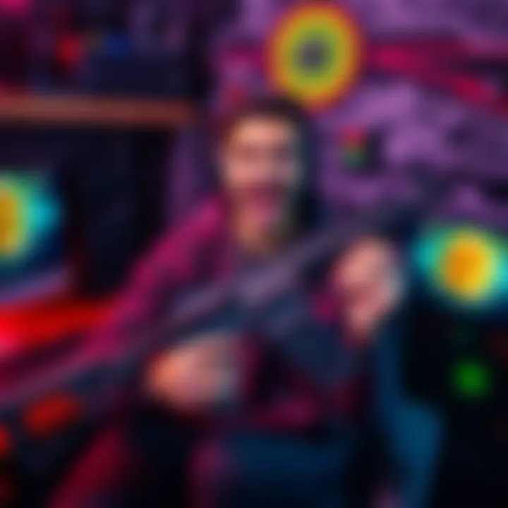 A excited gamer proudly displaying the AK117 Lava Remix in a gaming setup
