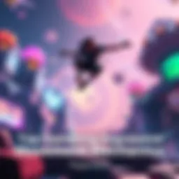 Player jumping in a vibrant game world A gamer character performing an acrobatic jump in a colorful video game setting, showcasing dynamic movement mechanics