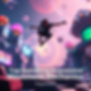 Player jumping in a vibrant game world A gamer character performing an acrobatic jump in a colorful video game setting, showcasing dynamic movement mechanics