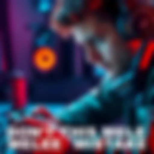 A gamer intensely studying key bindings on a controller, preparing for a melee fight in a video game.