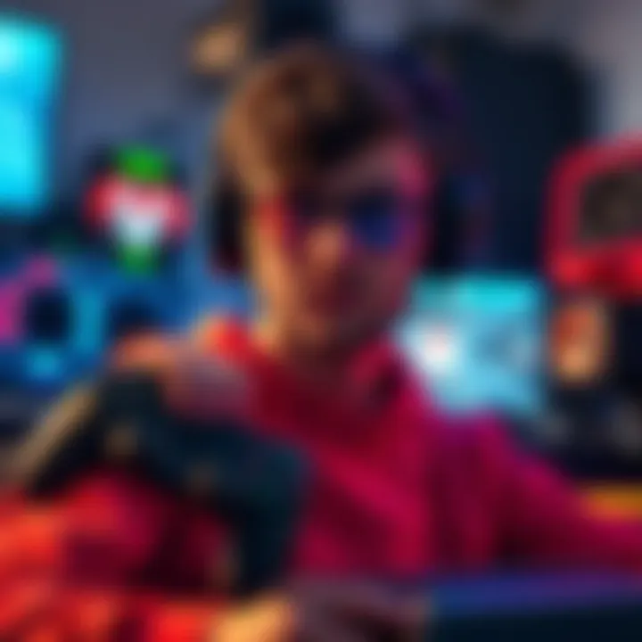 A gamer showcases their gaming loadout including controllers, headsets, and gear, reflecting their style and personality.