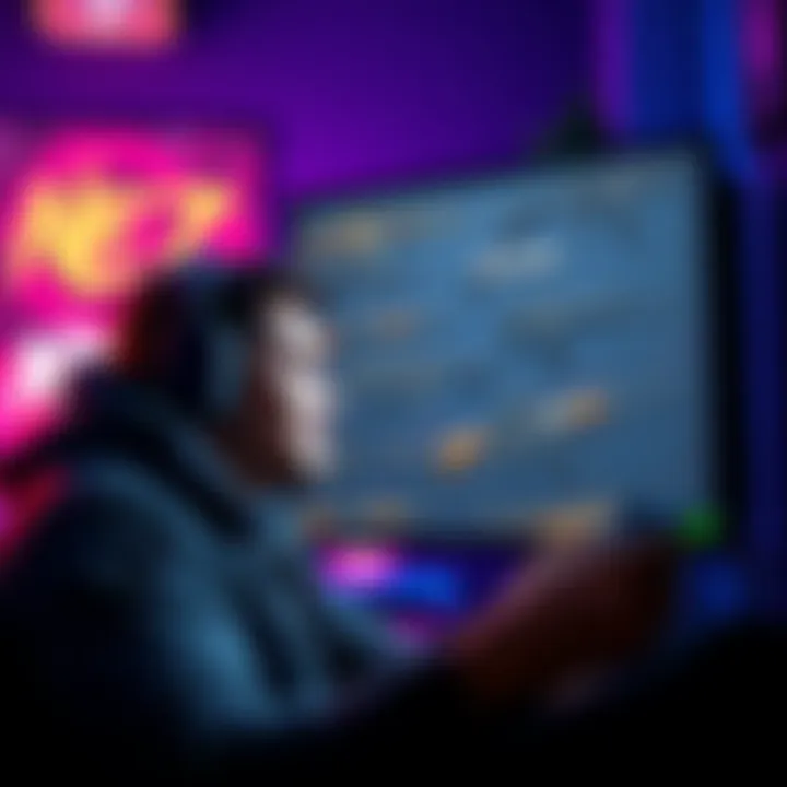 Gamer exploring obscure firearms in video games A gamer looking at a screen displaying various video game firearms with a thoughtful expression