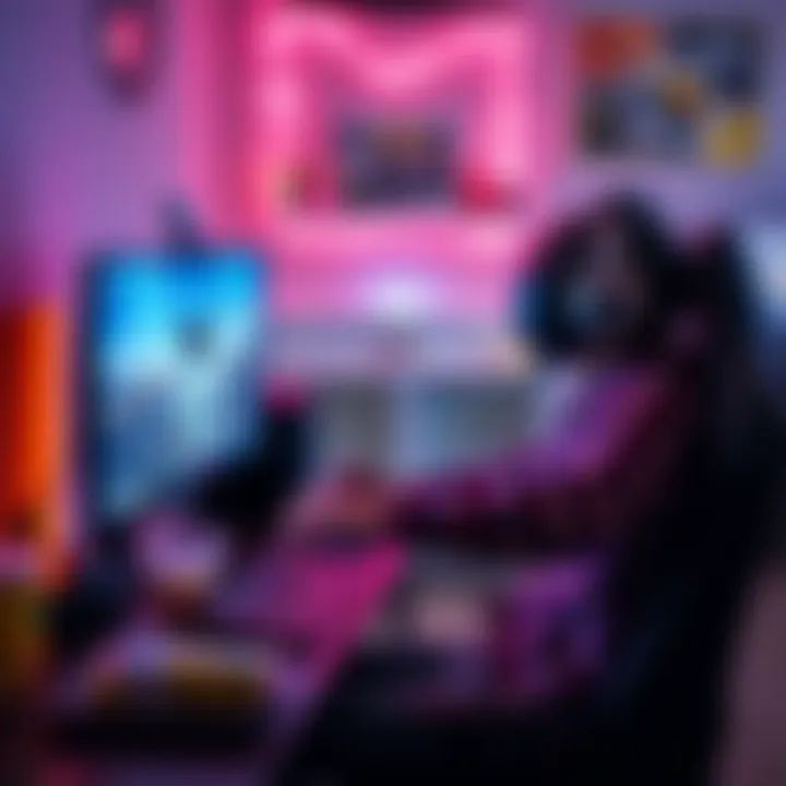 A gamer intensely focused on playing PUBG for an extended session, surrounded by snacks and gaming gear