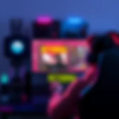 Gamer focused on a screen playing Returnal while surrounded by game-related items and a budget tracker
