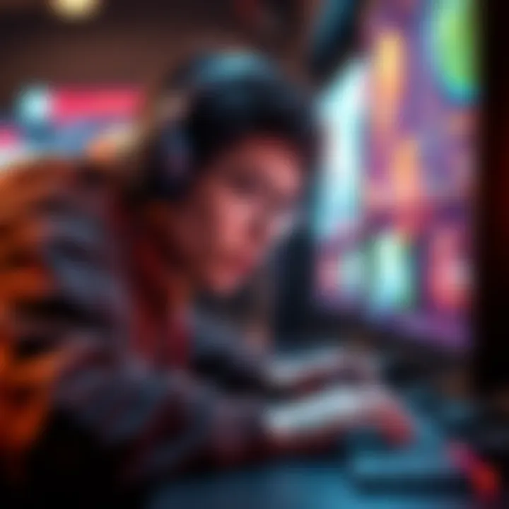 A gamer focused on their screen while playing Twofold, showing determination after 100 matches without changes.
