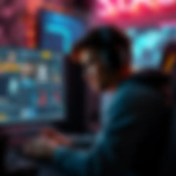 A gamer strategizing in front of a computer screen with game stats displayed, focused on defeating a character named Margot.