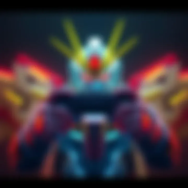 Gamer Proposes Gundam Skins to Blizzard A gamer holding a game controller with a Gundam character image in the background, expressing enthusiasm for bringing back Gundam skins.