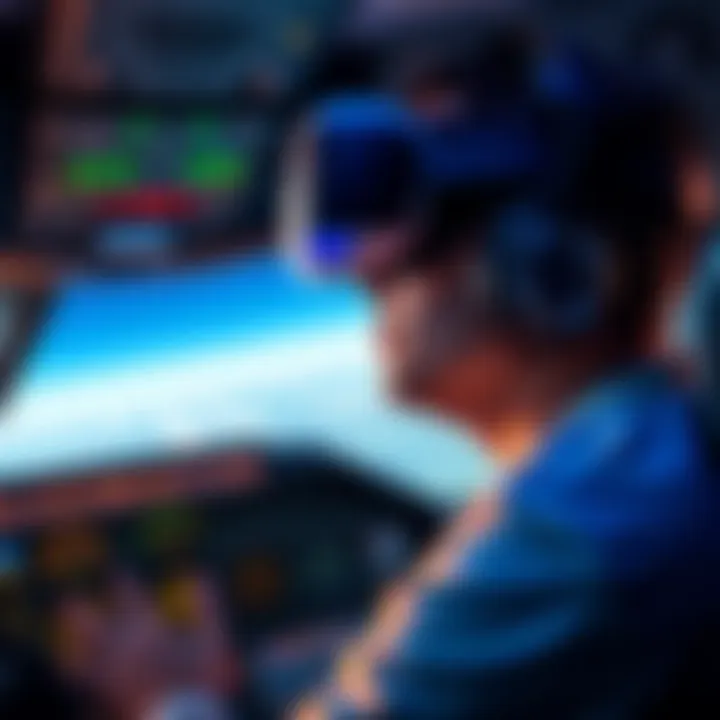 Gamer using PSVR2 with Flight Simulator A gamer wearing a PSVR2 headset while struggling to read flight instruments in Microsoft Flight Simulator.