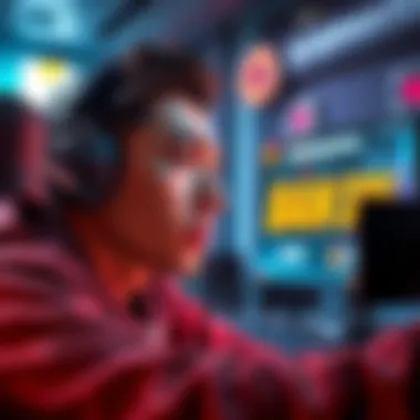 A gamer looking concerned while playing Overwatch 2, with a screen showing a ban message, reflecting doubts about a friend's cheating accusation.
