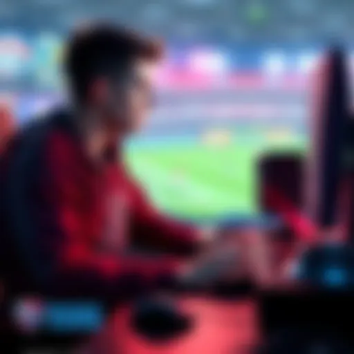 A 26-year-old gamer sitting in front of a computer, contemplating their experience with Rocket League, surrounded by gaming gear.